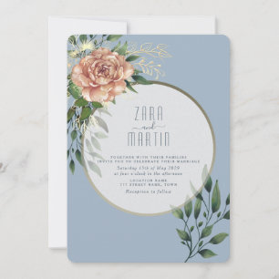 Invitación de boda elegante de melocotón floral az