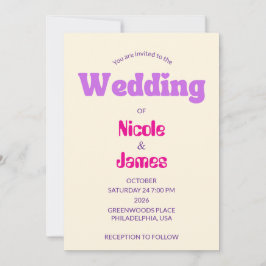 Invitación de boda elegante de melocotón púrpura m