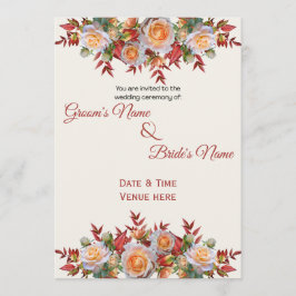 Invitación de boda elegante de melocotón y rosa de