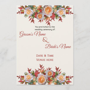 Invitación de boda elegante de melocotón y rosa de