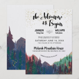 Invitación de boda elegante de montaña de oro