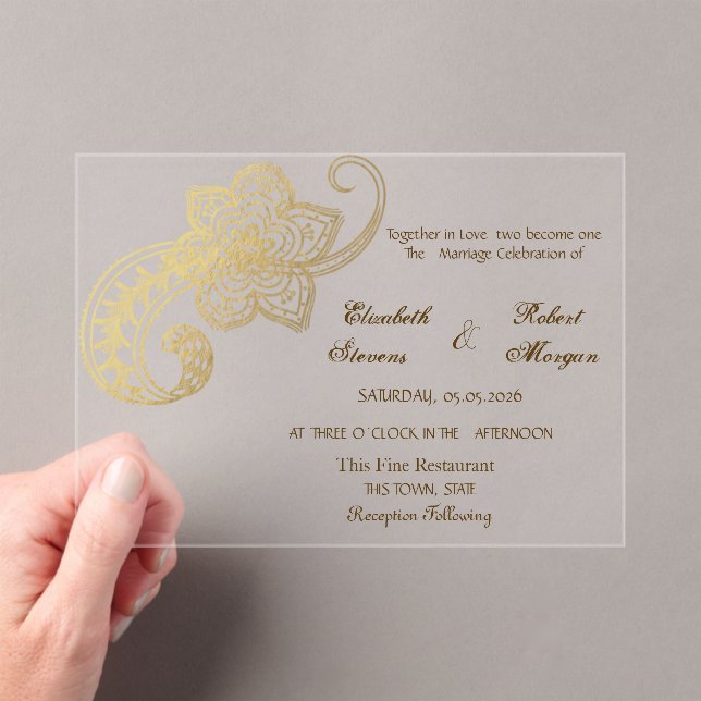 Invitación de boda elegante de oro con diseño pais (Insitu (portátil))