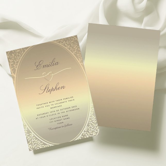 Invitación de boda elegante de oro falso (Subido por el creador)