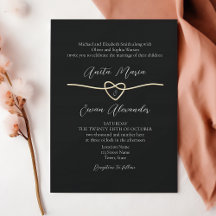 Invitación de boda elegante de oro negro y blanco