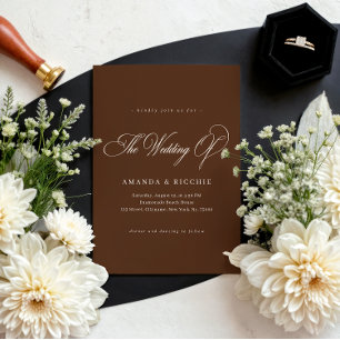Invitación de boda elegante de otoño en marrón esp
