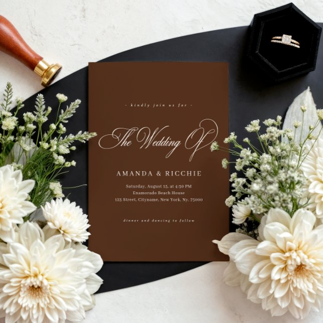 Invitación de boda elegante de otoño en marrón esp (Subido por el creador)