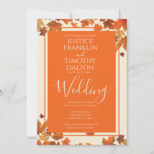 Invitación de boda elegante de otoño tradicional