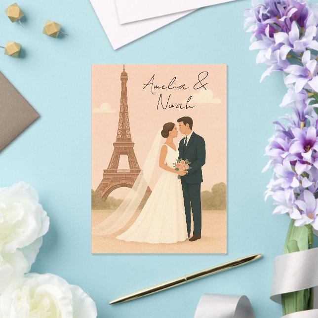 Invitación de boda elegante de París en acrílico – (Insitu (Boda))