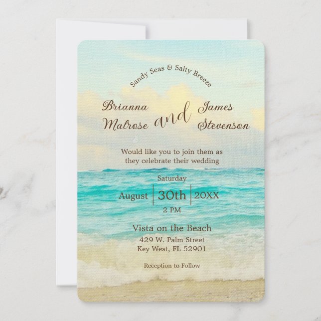 Invitación de boda elegante de playa (Anverso)