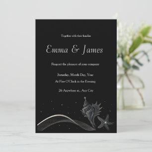 Invitación de boda elegante de playa con conchas d
