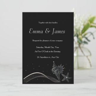 Invitación de boda elegante de playa con conchas d