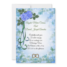 Invitación de boda elegante de rosas azules de pri