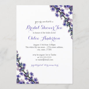 Invitación de boda elegante de taza de té de lavan