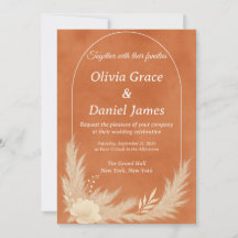 Invitación de boda elegante de terracota