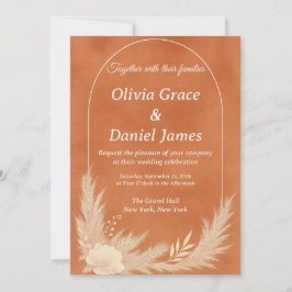Invitación de boda elegante de terracota