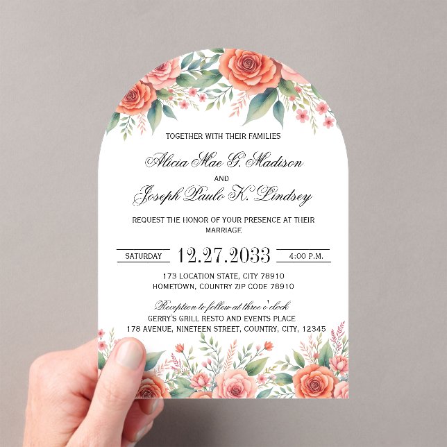 Invitación de boda elegante de terracota, minimali (Insitu (portátil))
