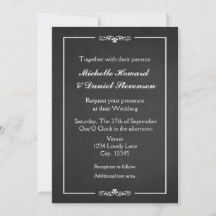 Invitación de boda elegante de tiza vintage simple