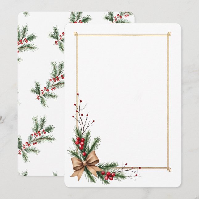 Invitación de boda elegante de vacaciones con bord (Anverso / Reverso)