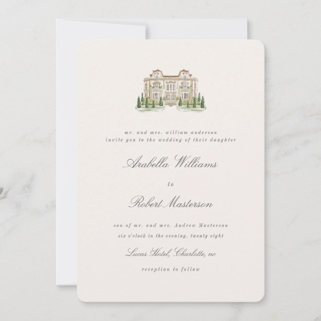 Invitación de boda elegante del campo italiano (Anverso)