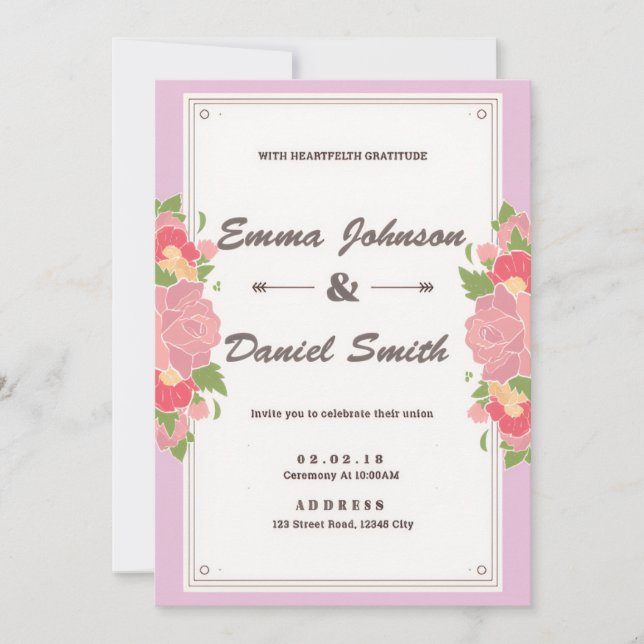 Invitación de boda elegante – Diseño de letra clás (Anverso)