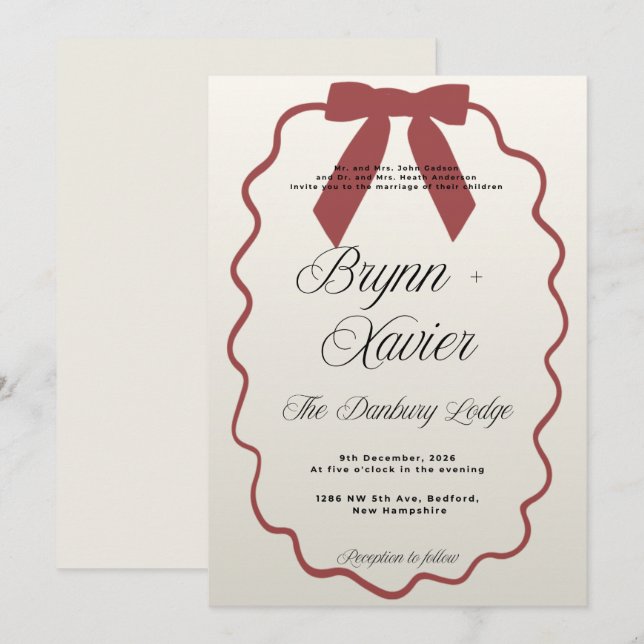 Invitación de Boda Elegante | Diseño de Letra Mode (Anverso / Reverso)
