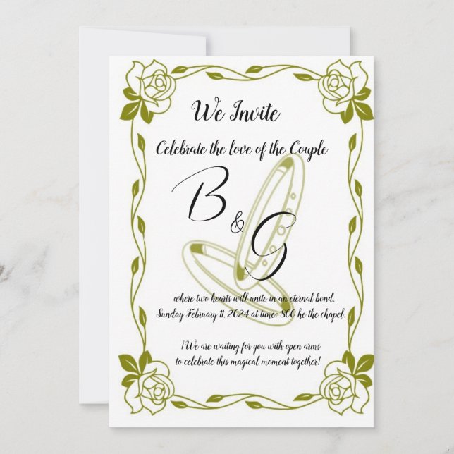 Invitación de Boda  Elegante Dorado (Anverso)