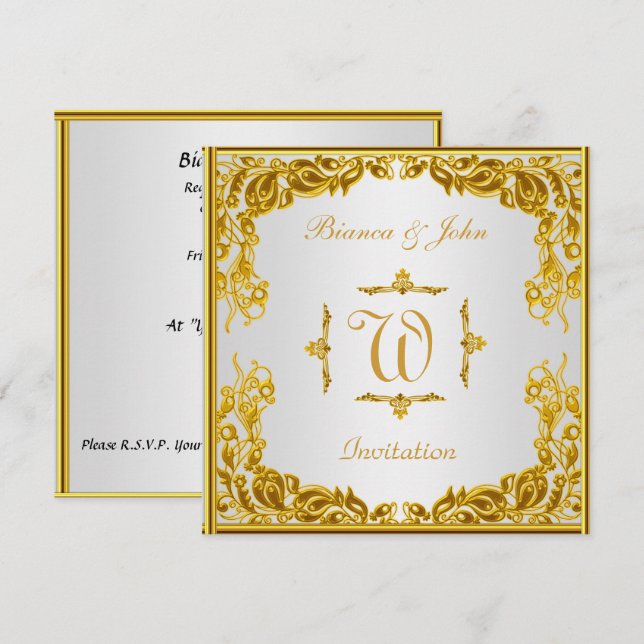 Invitación de Boda Elegante Dorado (Anverso / Reverso)