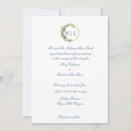 Invitación de boda elegante en azul