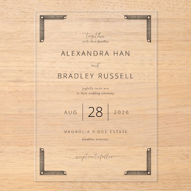 Invitación de boda elegante en blanco apagado (Anverso)