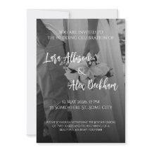 Invitación de boda elegante en blanco y negro