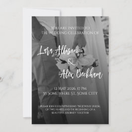 Invitación de boda elegante en blanco y negro