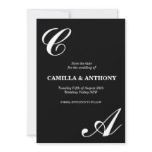 Invitación de boda elegante en blanco y negro