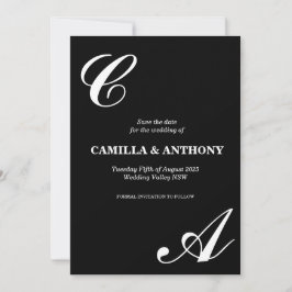 Invitación de boda elegante en blanco y negro