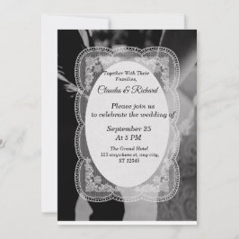 Invitación de boda elegante en blanco y negro