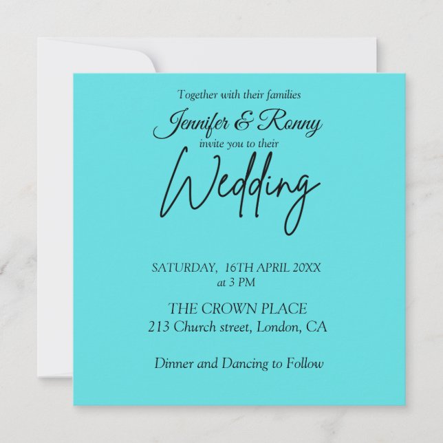Invitación de boda elegante en blanco y negro (Anverso)