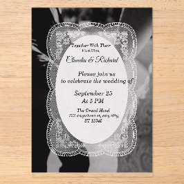 Invitación de boda elegante en blanco y negro
