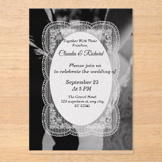Invitación de boda elegante en blanco y negro