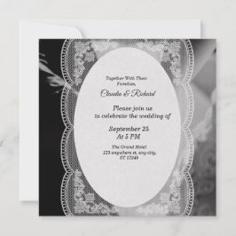 Invitación de boda elegante en blanco y negro