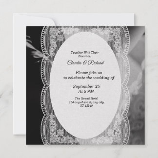 Invitación de boda elegante en blanco y negro