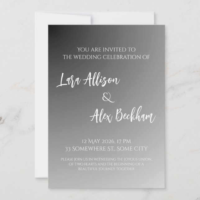 Invitación de boda elegante en blanco y negro 2.0 (Anverso)