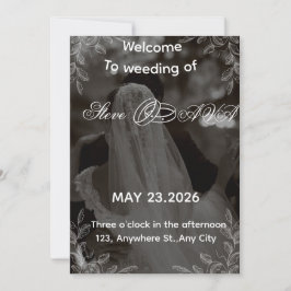 Invitación de boda elegante en blanco y negro | Cl