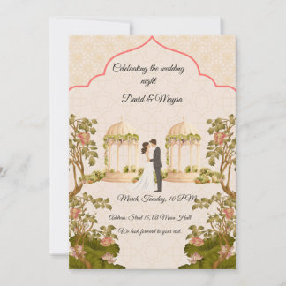 Invitación de boda elegante en colores románticos