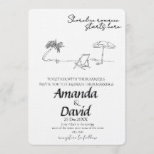 Invitación de boda elegante en la playa junto al m