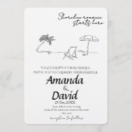 Invitación de boda elegante en la playa junto al m
