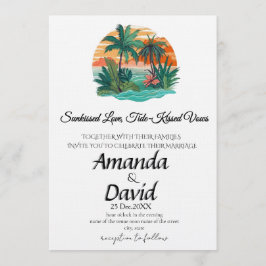 Invitación de boda elegante en la playa junto al m
