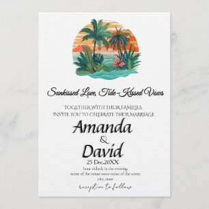 Invitación de boda elegante en la playa junto al m