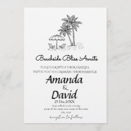 Invitación de boda elegante en la playa junto al m