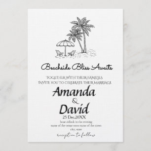 Invitación de boda elegante en la playa junto al m