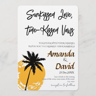 Invitación de boda elegante en la playa junto al m