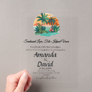Invitación de boda elegante en la playa junto al m